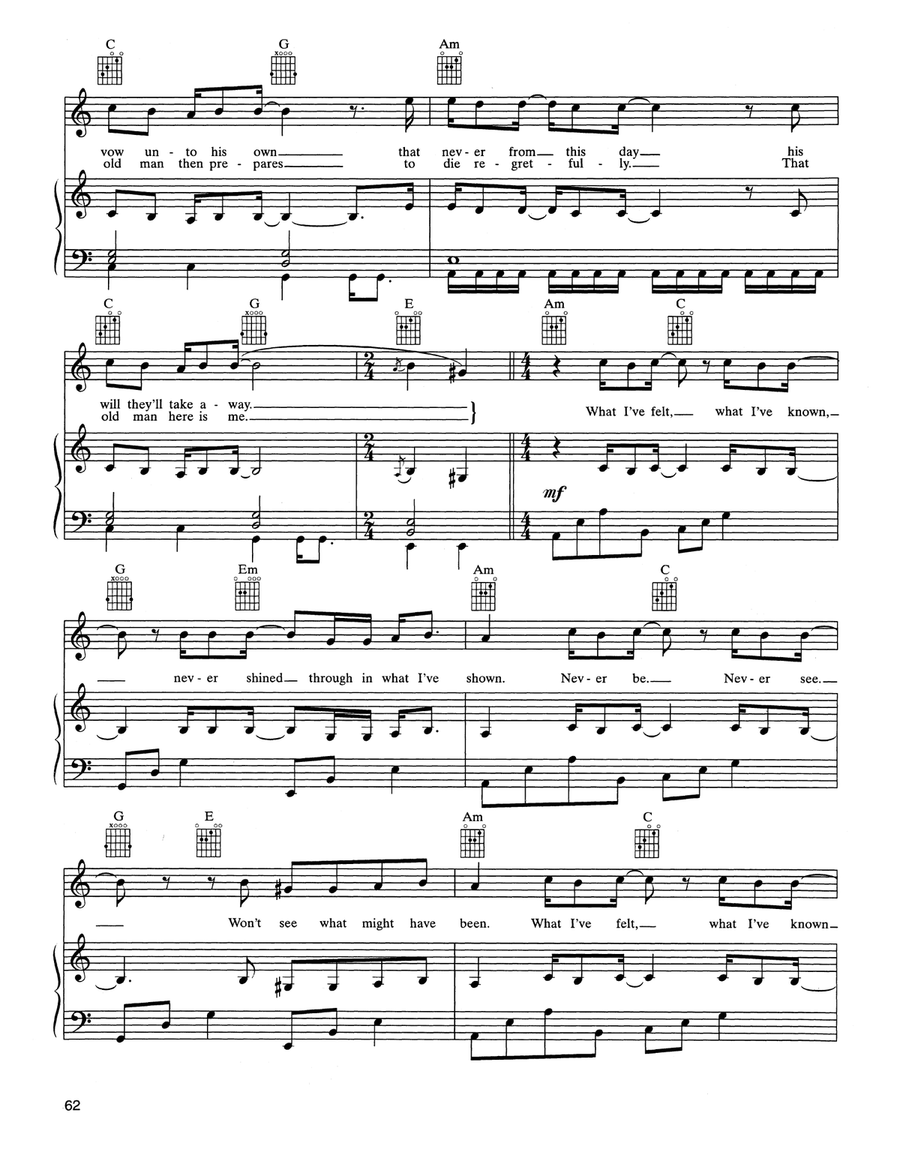 The Unforgiven Piano, Vocal, Guitar scores gallery preview page 3