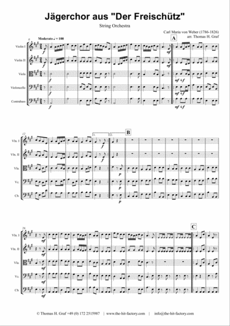 Jaegerchor - Der Freischuetz C.M.Weber - String Orchestra String Orchestra scores gallery preview page 1
