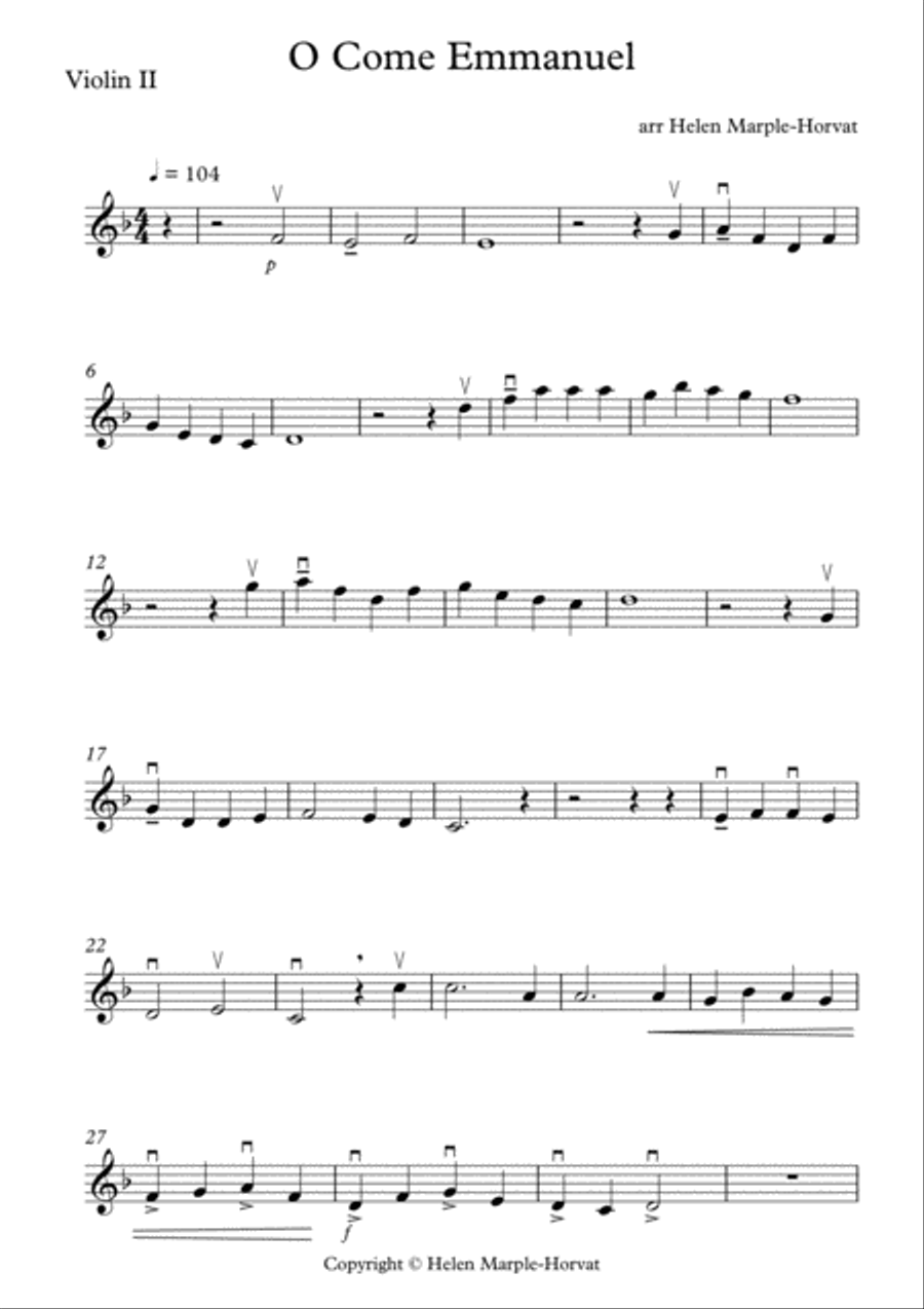 O COME EMMANUEL for STRING QUARTET AND/OR STRING ORCHESTRA String Quartet scores gallery preview page 3