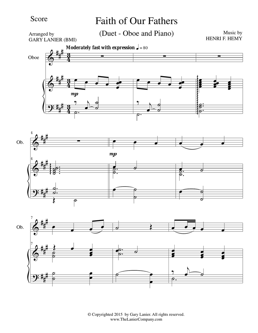 FAITH OF OUR FATHERS (Duet – Oboe and Piano/Score and Parts) Woodwind Duet scores gallery preview page 1
