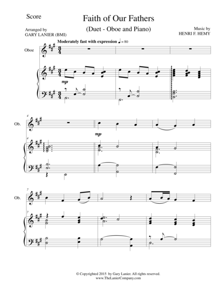 FAITH OF OUR FATHERS (Duet – Oboe and Piano/Score and Parts) image number null