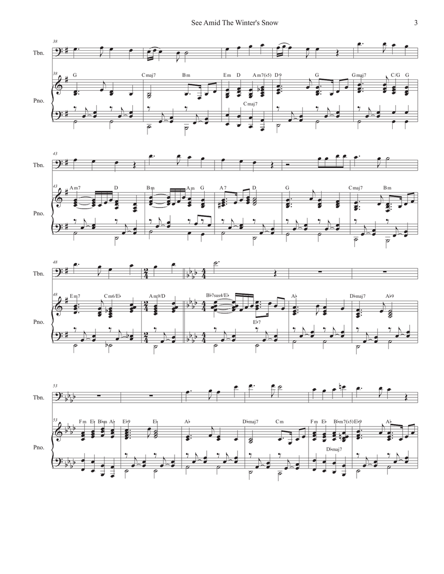 See Amid The Winter's Snow (Trombone solo and Piano) Piano scores gallery preview page 3