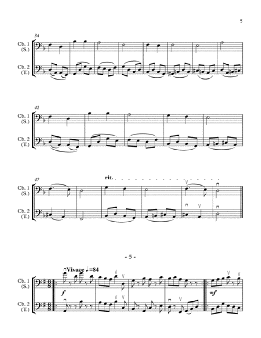 10 Little Duets for Teacher and Student (2 Basses) String Duet scores gallery preview page 5