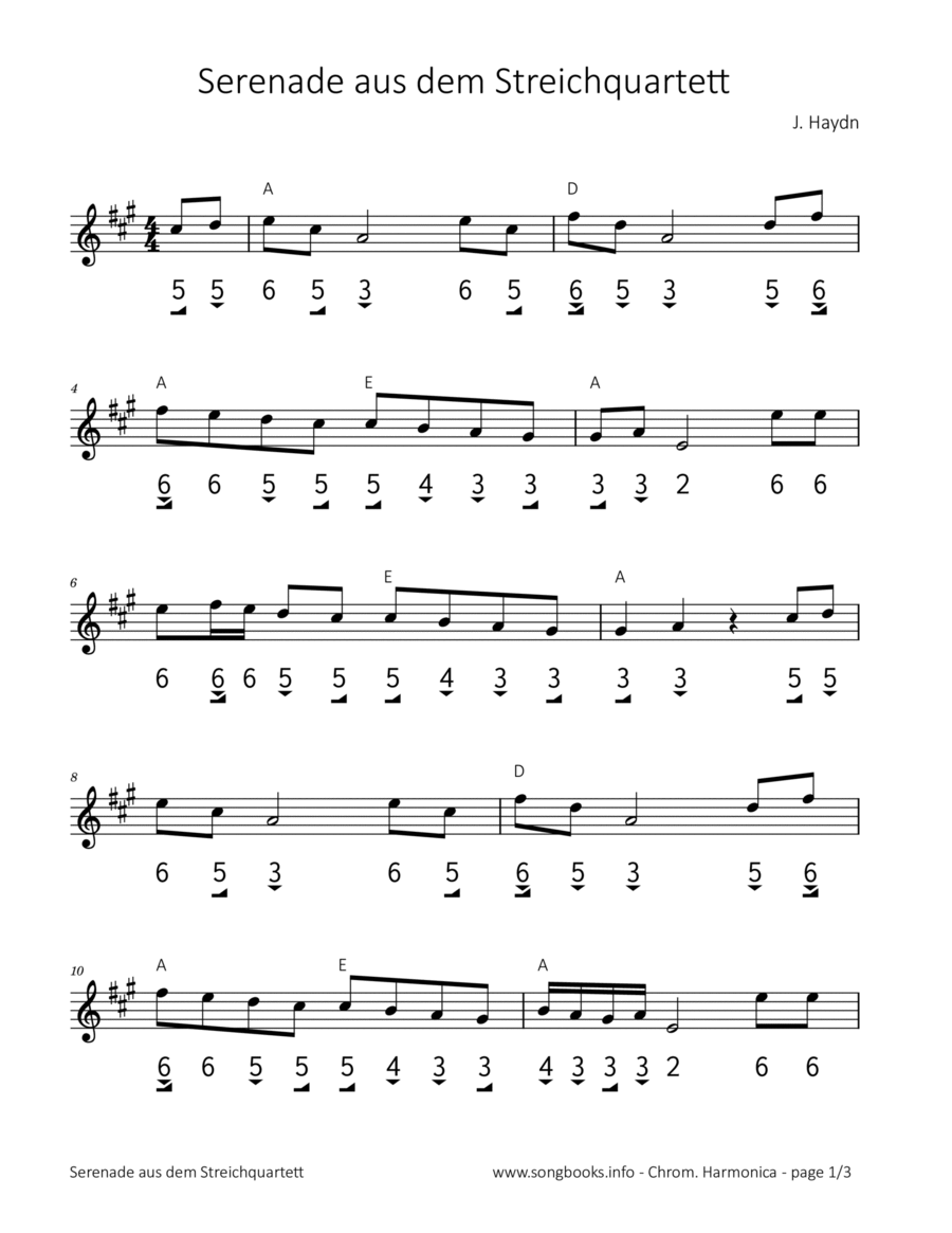 Serenade aus dem Streichquartett (Joseph Haydn) String Quartet scores gallery preview page 1
