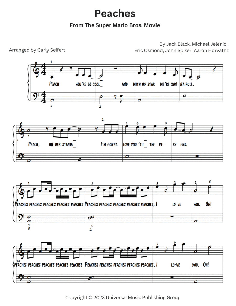 Peaches Piano, Vocal, Guitar scores gallery preview page 1