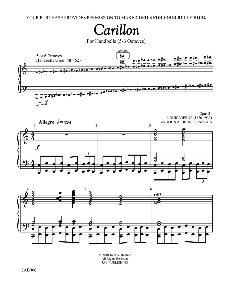 Carillon Handbell Choir scores gallery preview page 1
