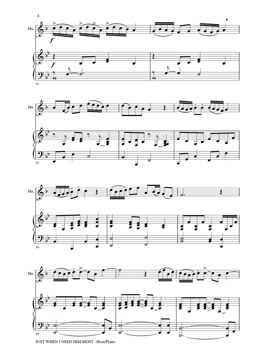 6 BEAUTIFUL HYMNS, Set III & IV (Duets - Horn in F and Piano with Parts) Brass Duet scores gallery preview page 6
