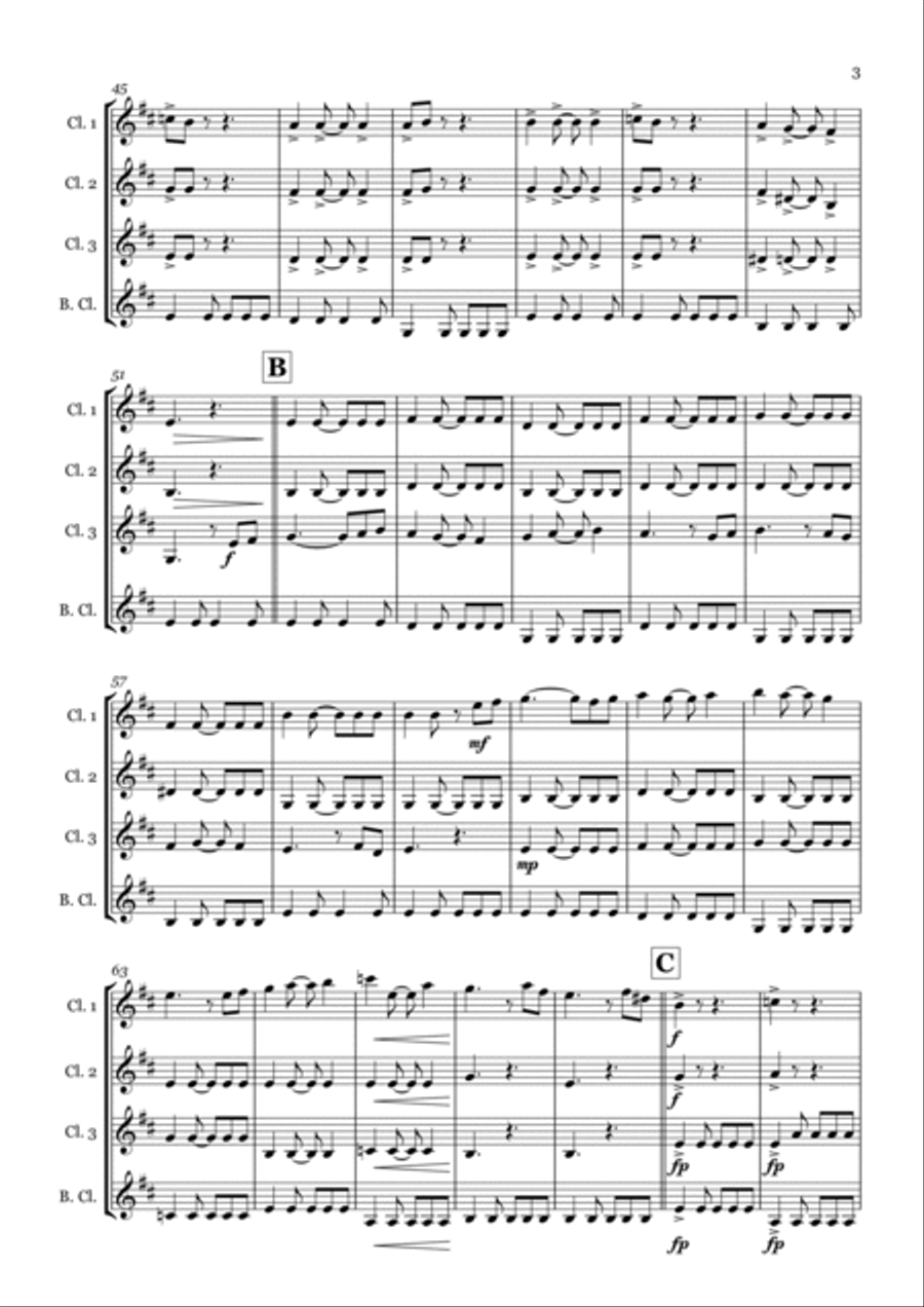 He's A Pirate Clarinet Quartet scores gallery preview page 3