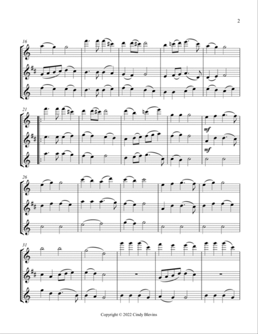 Hark! the Herald Angels Sing, Flute, Clarinet and Violin Clarinet scores gallery preview page 3