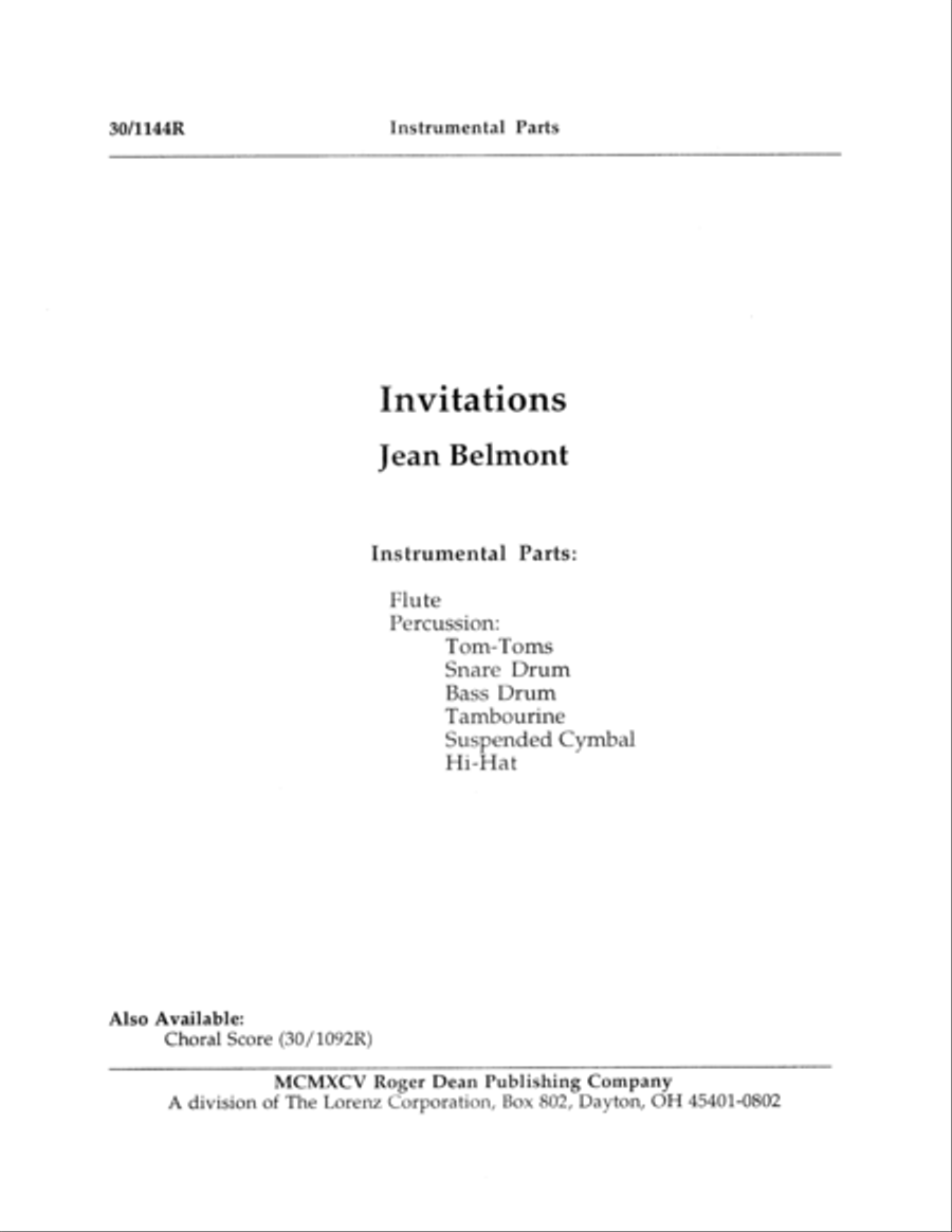 Invitations - Instrumental Parts Flute scores gallery preview page 1