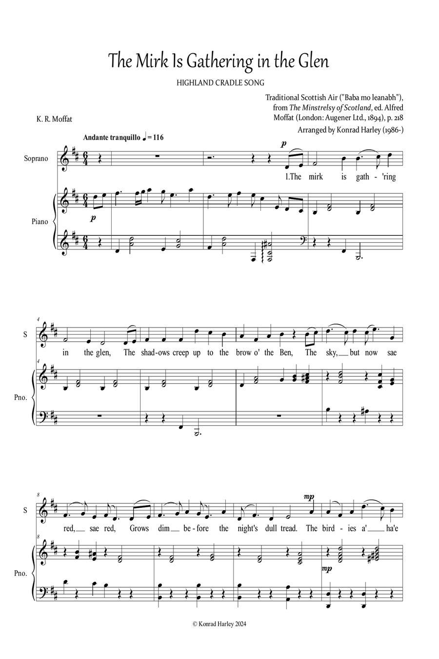 The Mirk Is Gathering in the Glen (Highland Cradle Song) Piano, Vocal scores gallery preview page 1