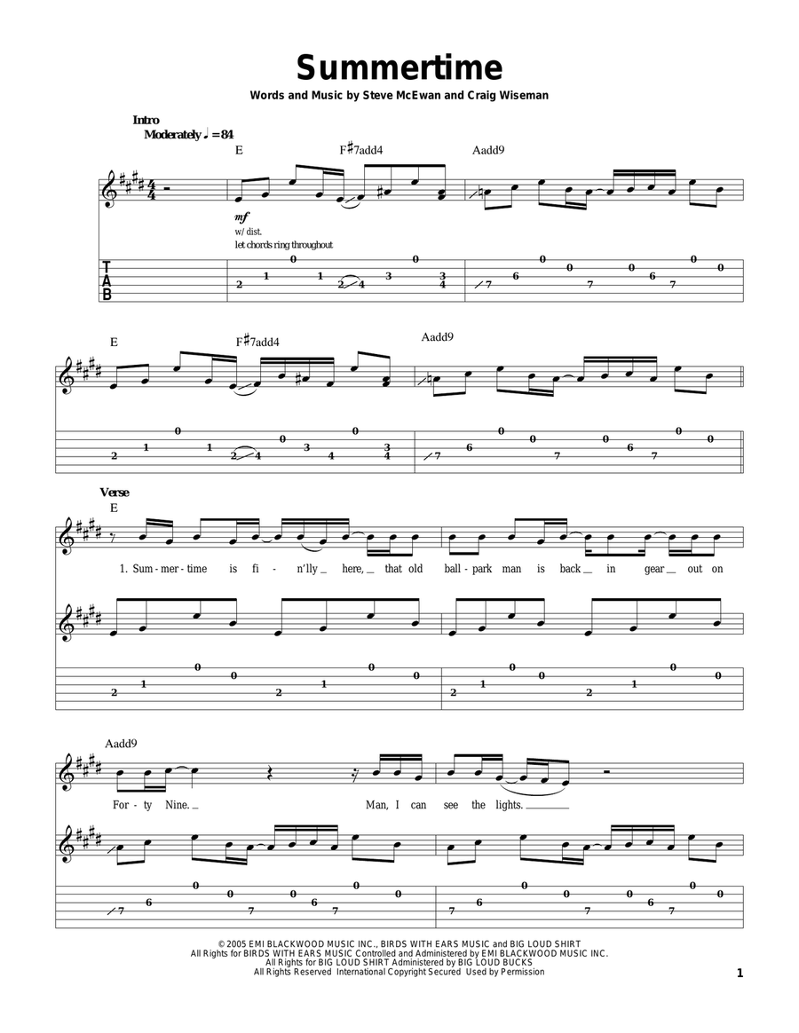Summertime Acoustic Guitar scores gallery preview page 1