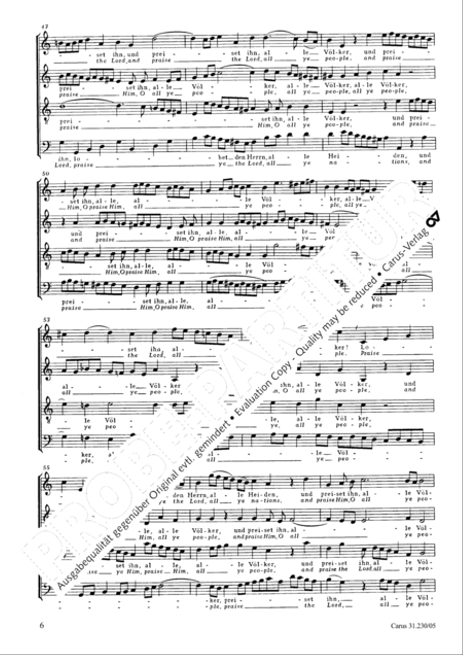 Praise ye the Lord, all ye nations (Lobet den Herrn, alle Heiden) 4-Part scores gallery preview page 7