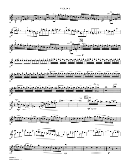 Divertimento for String Orchestra (Mvt. 1) - Violin 1