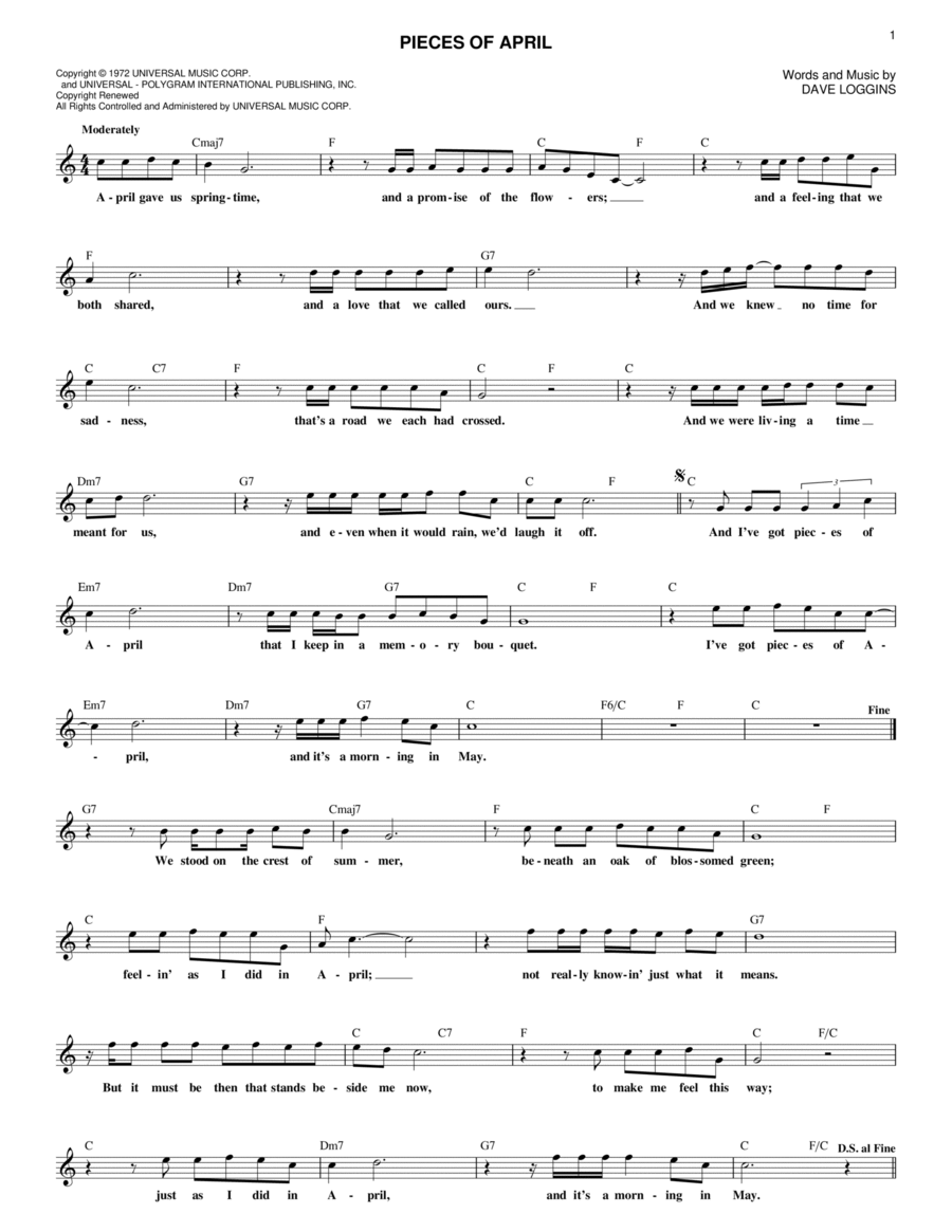 Pieces Of April Piano scores gallery preview page 1