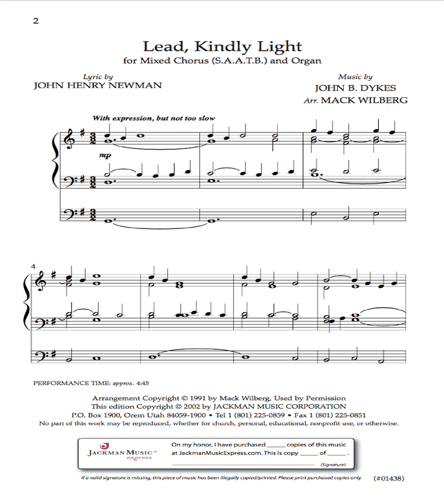 Lead Kindly Light - SSATB - Wilberg SSATB scores gallery preview page 2