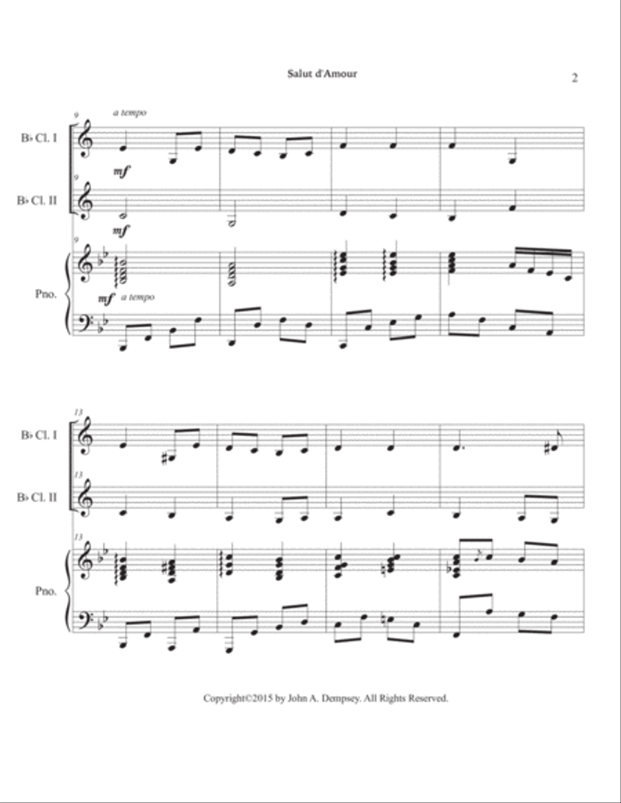Salut d'Amour (Love's Greeting): Trio for Two Clarinets and Piano Woodwind Duet scores gallery preview page 6