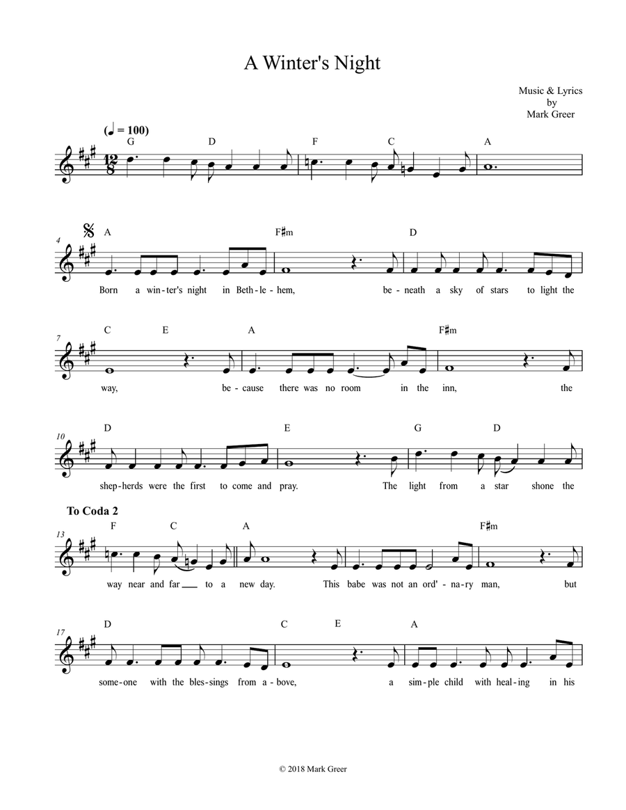 A Winter's Night Guitar scores gallery preview page 1
