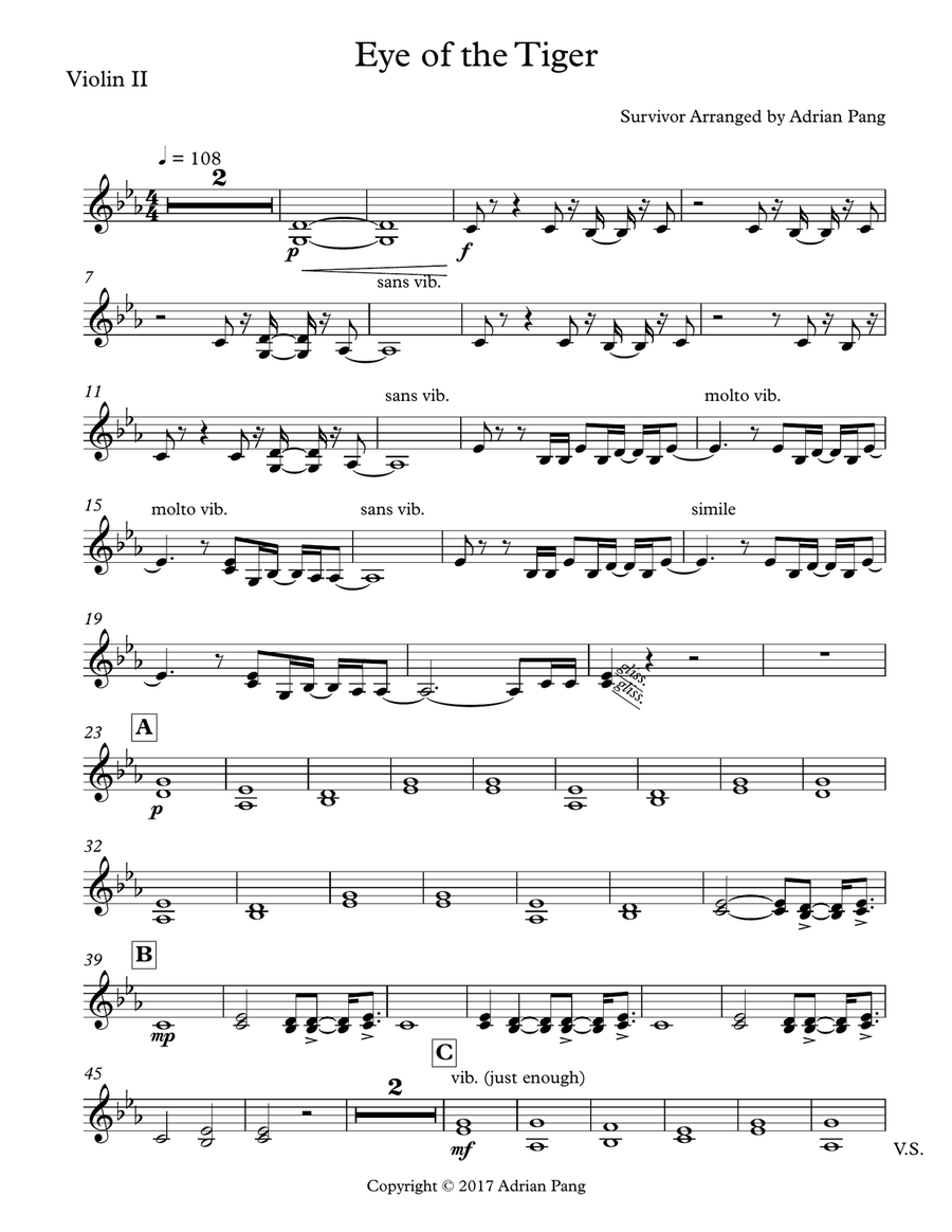 Eye Of The Tiger String Quartet scores gallery preview page 3