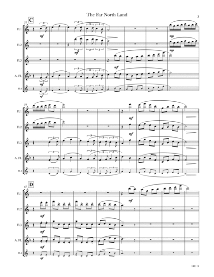 The Far North Land: Passages for Flute Quartet Flute Quartet scores gallery preview page 4