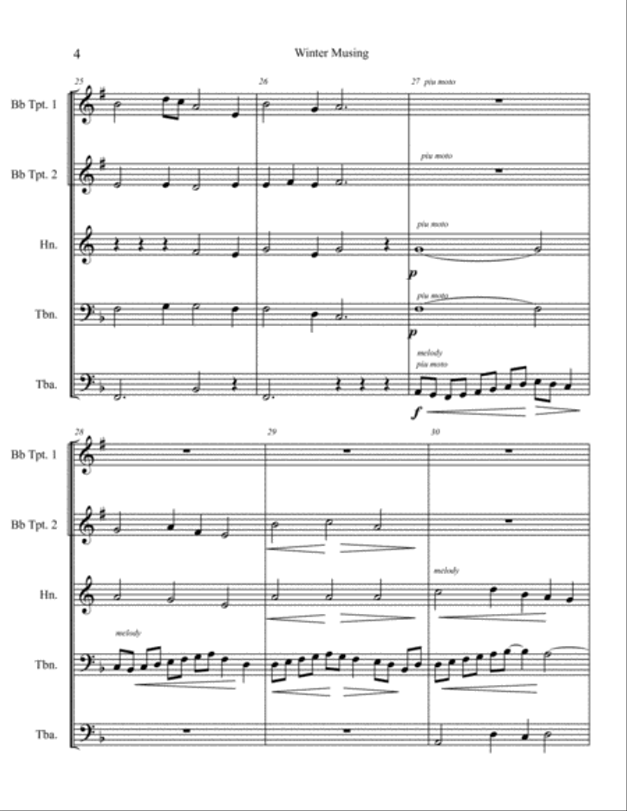 Winter Musing - for Brass Quintet Brass Quintet scores gallery preview page 4