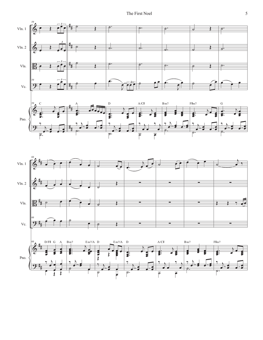 The First Noel (String Quartet and Piano) String Quartet scores gallery preview page 5