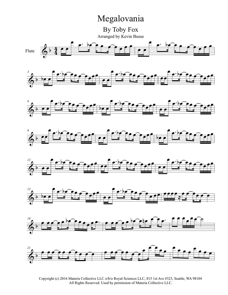 MEGALOVANIA (from Undertale) Flute Solo scores gallery preview page 1