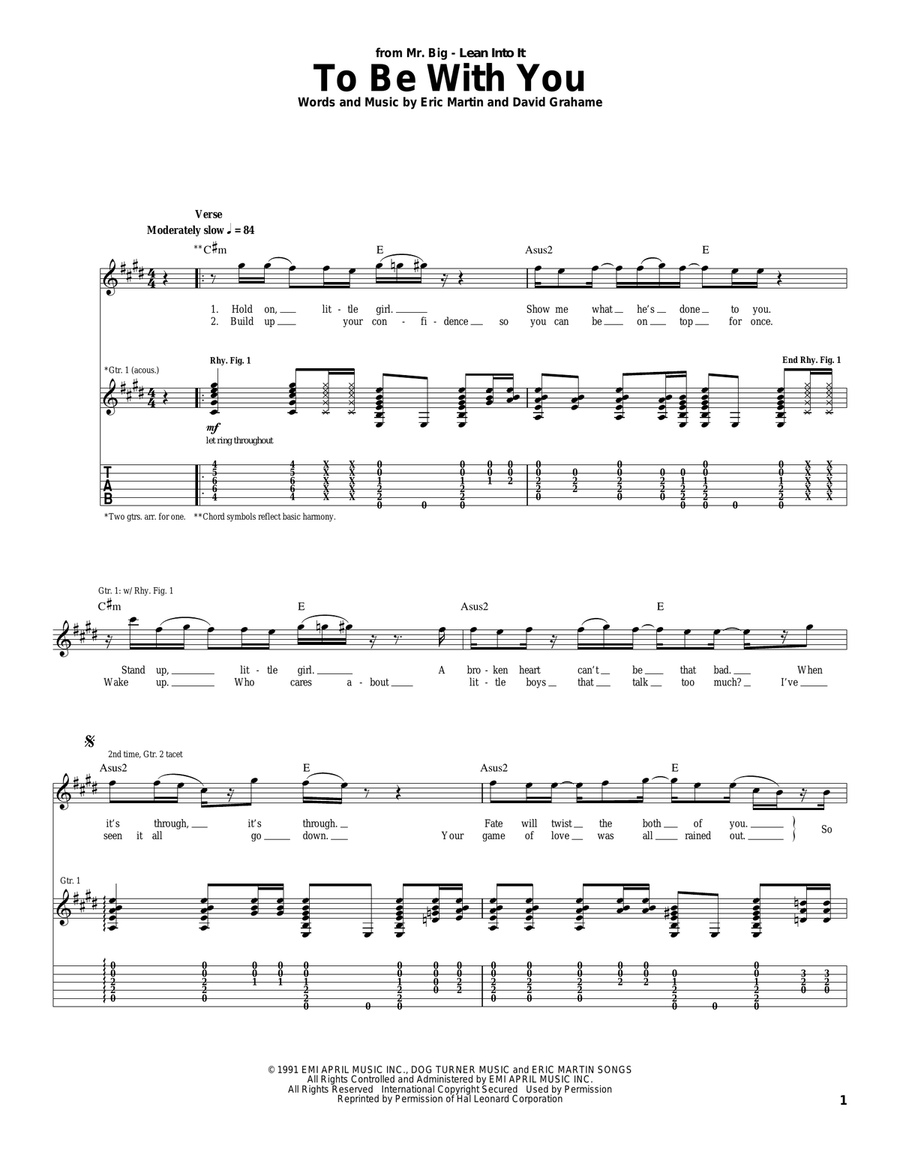 To Be With You Electric Guitar scores gallery preview page 1