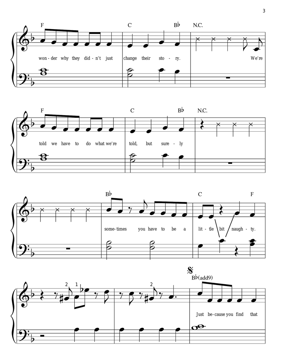 Naughty Easy Piano scores gallery preview page 3