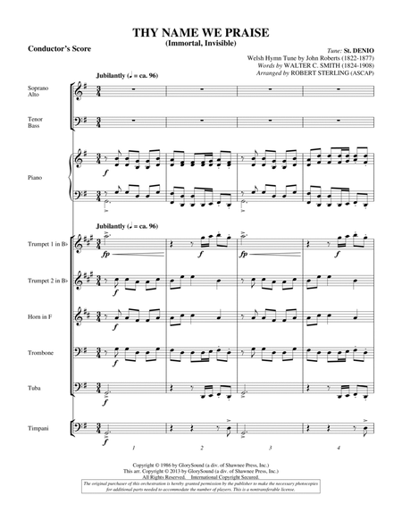Thy Name We Praise (Immortal, Invisible) - Score