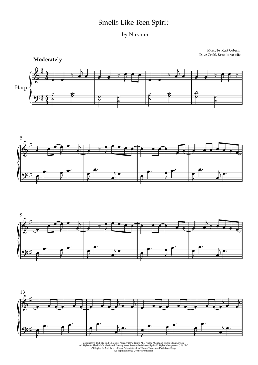 Smells Like Teen Spirit Harp scores gallery preview page 2