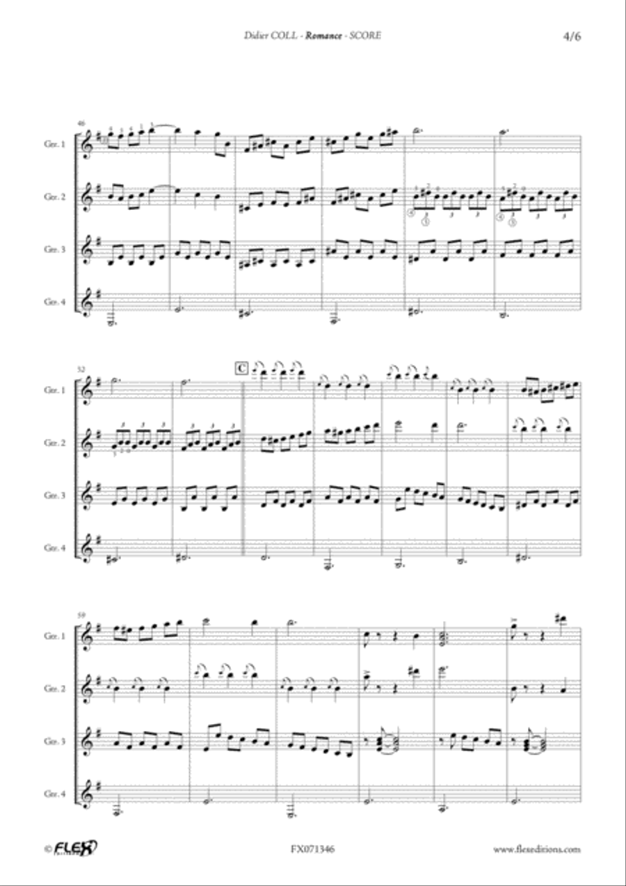 Romance for 4 Guitars Romance for 4 Guitars Guitar Ensemble scores gallery preview page 4