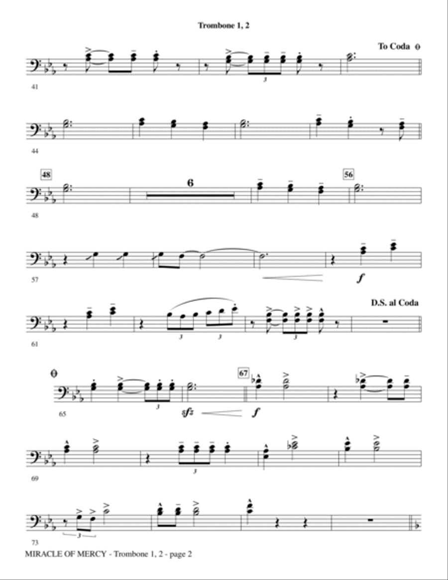 Miracle of Mercy - Trombone 1 & 2 Choir scores gallery preview page 2