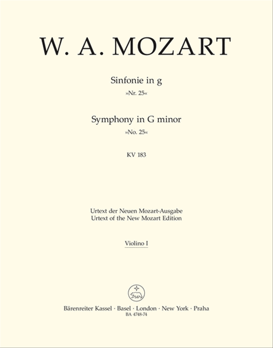 Symphony, No. 25 g minor, KV 183 Violin scores gallery preview page 1