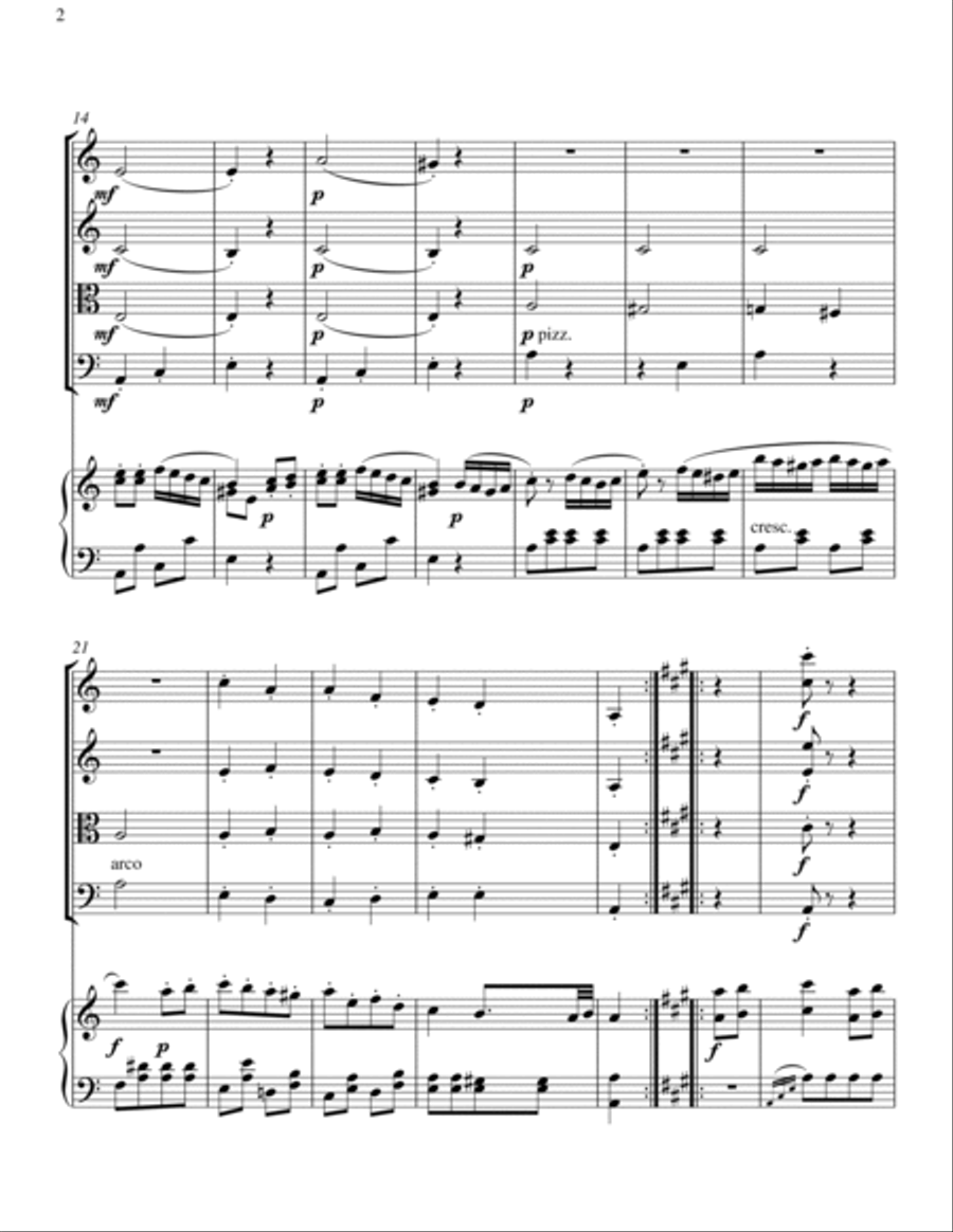 Mozart Turkish March arranged for Piano and String Orchestra Chamber Orchestra scores gallery preview page 2