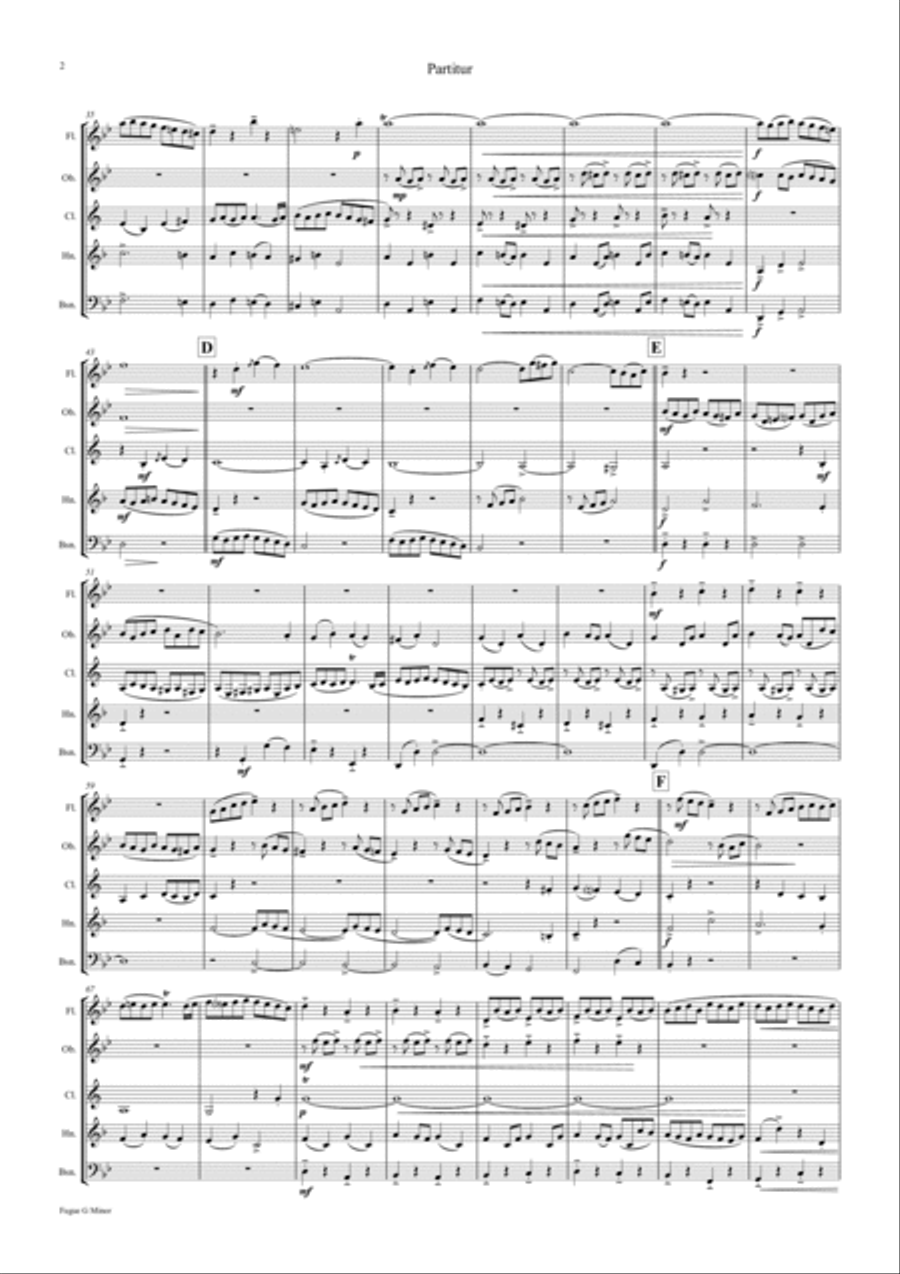 Fugue G Minor - (the 'little') - BWV 578 - Swing - Wind Quintet Woodwind Quintet scores gallery preview page 2