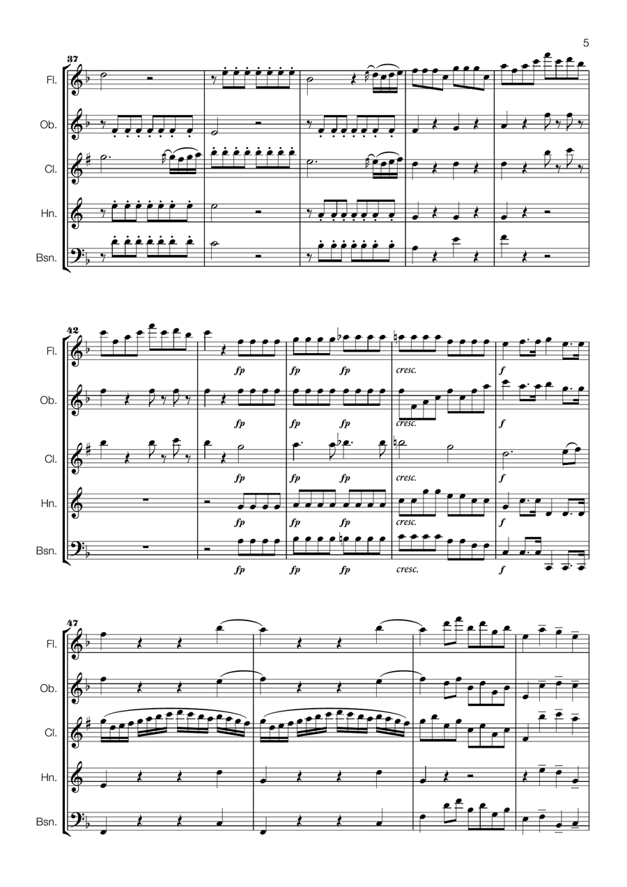 The Queen of the Night Aria (Mozart) for Wind Quintet Woodwind Quintet scores gallery preview page 5