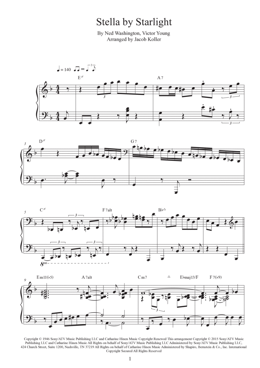Stella By Starlight Piano Solo scores gallery preview page 1