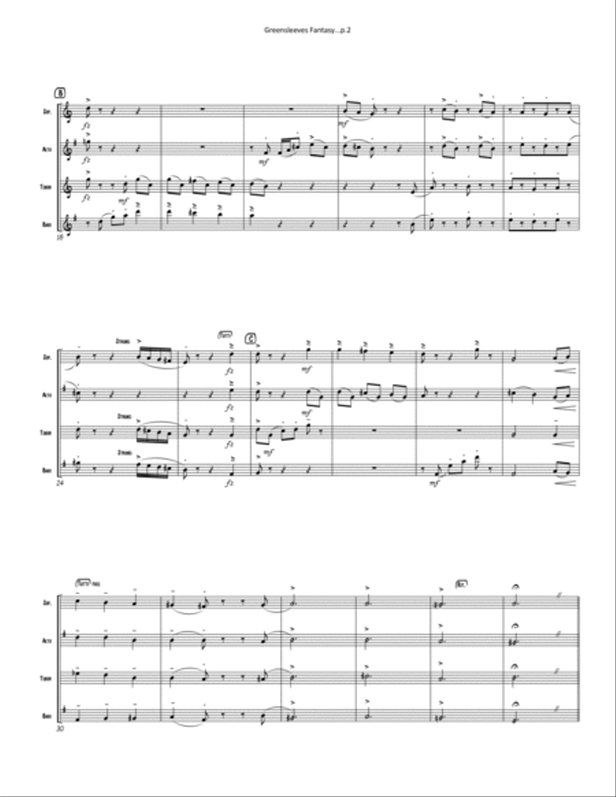 Greensleeves Fantasy Greensleeves Fantasy Woodwind Quartet scores gallery preview page 2