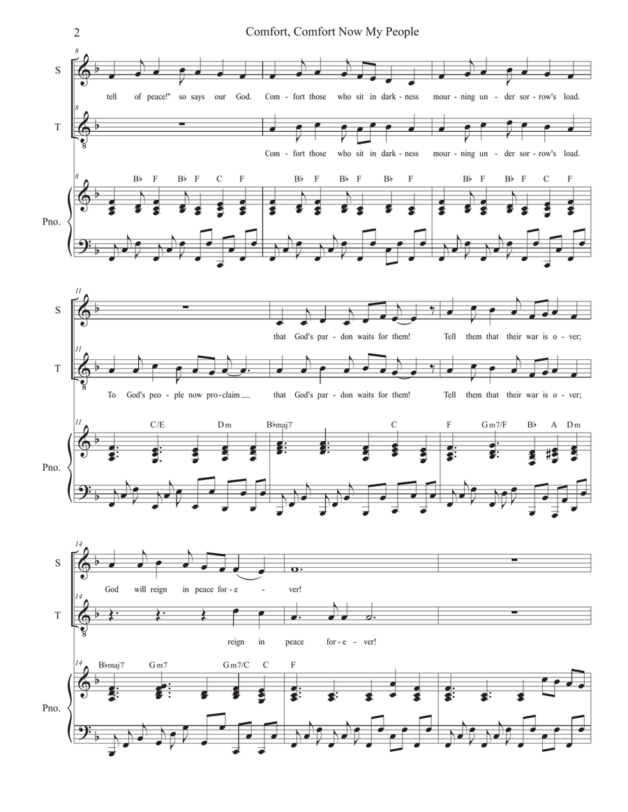 Comfort, Comfort Now My People (Duet for Soprano and Tenor solo) Tenor Voice scores gallery preview page 3