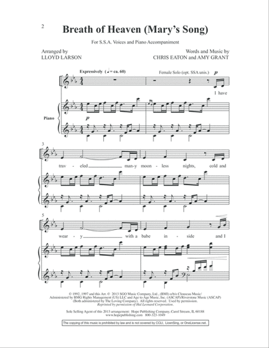 Breath of Heaven (Mary's Song) Breath of Heaven (Mary's Song) Women's Choir scores gallery preview page 3