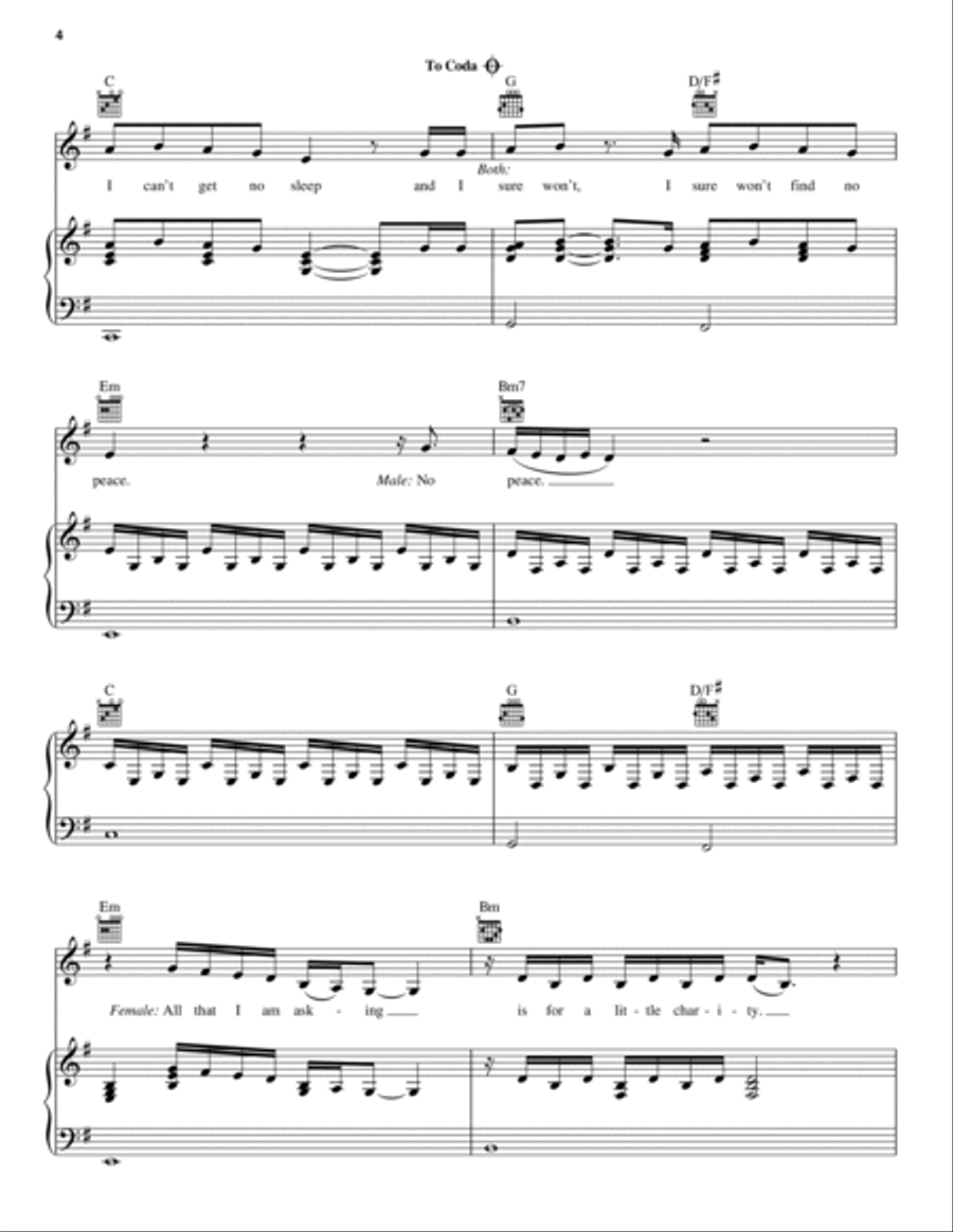 No Peace (feat. YEBBA) Piano, Vocal, Guitar scores gallery preview page 4