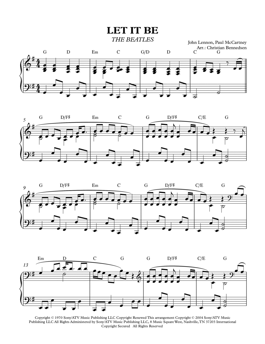 Let It Be Let It Be Piano Solo scores gallery preview page 1