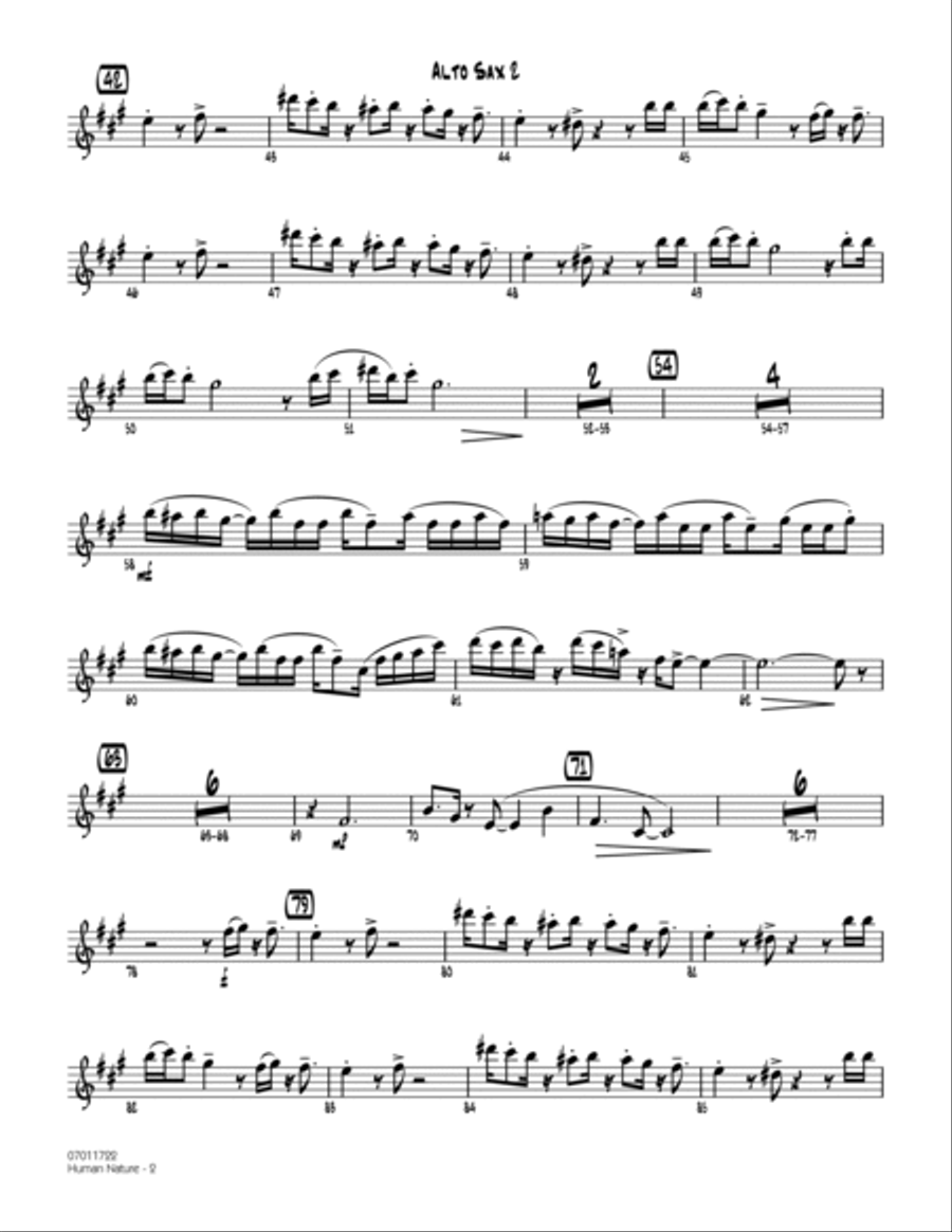 Human Nature - Alto Sax 2 Alto Saxophone scores gallery preview page 2