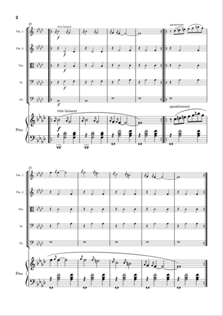 Gnossienne No. 1 for String Quintet and Piano by Erik Satie String Quintet Digital Sheet