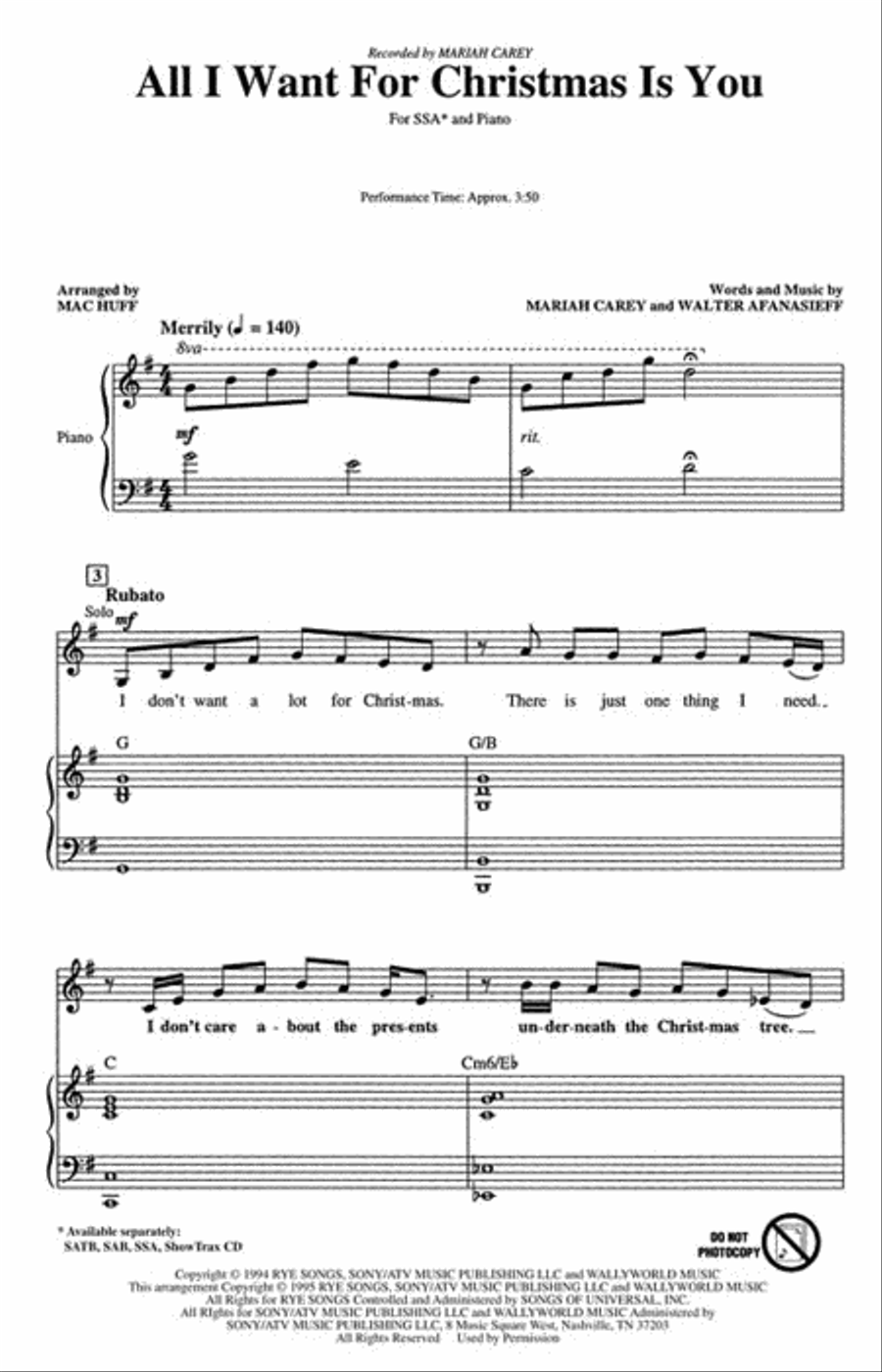 All I Want for Christmas Is You SSA scores gallery preview page 2