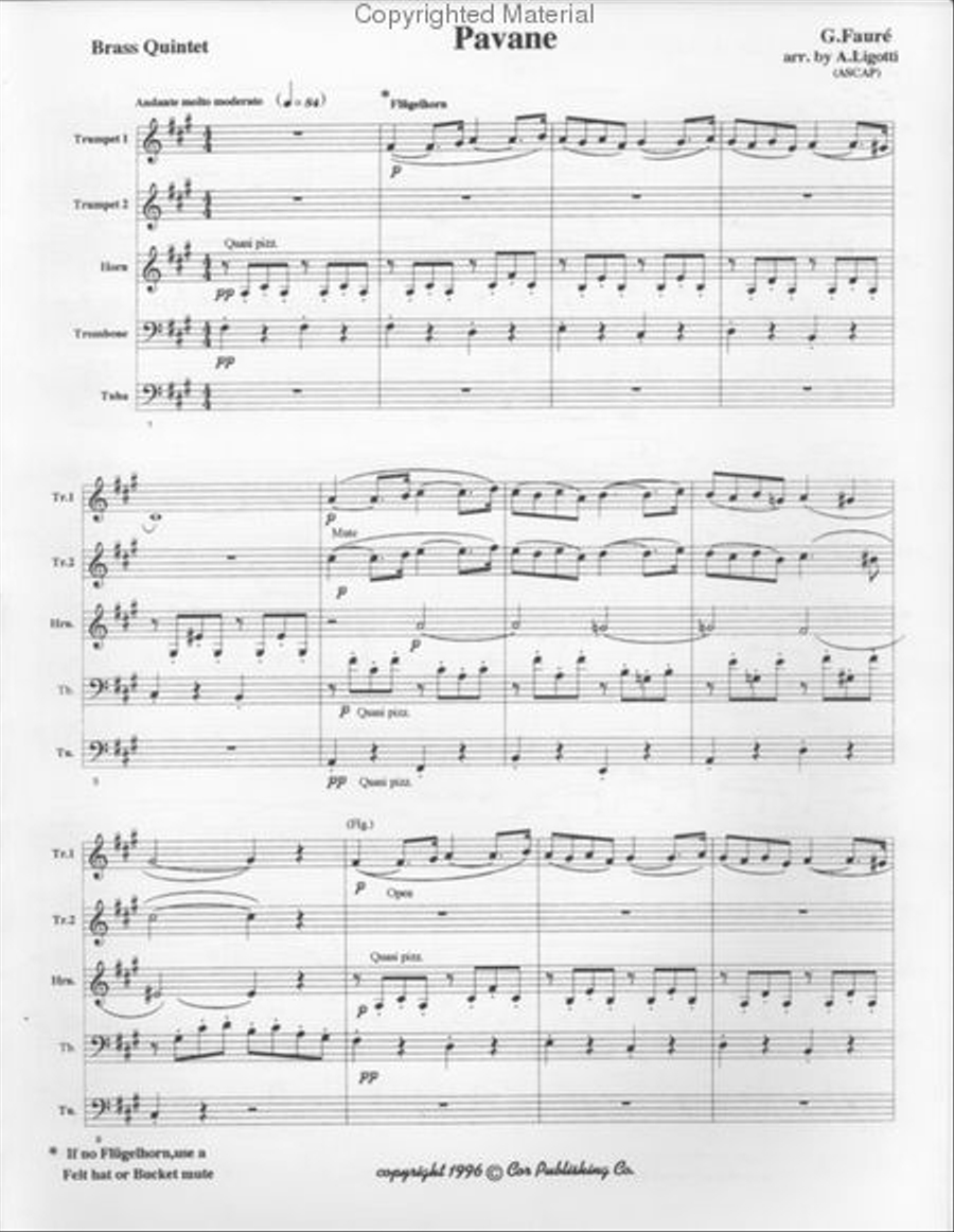 Pavanne (Alfred Ligotti) Pavanne (Alfred Ligotti) Brass Quintet scores gallery preview page 2