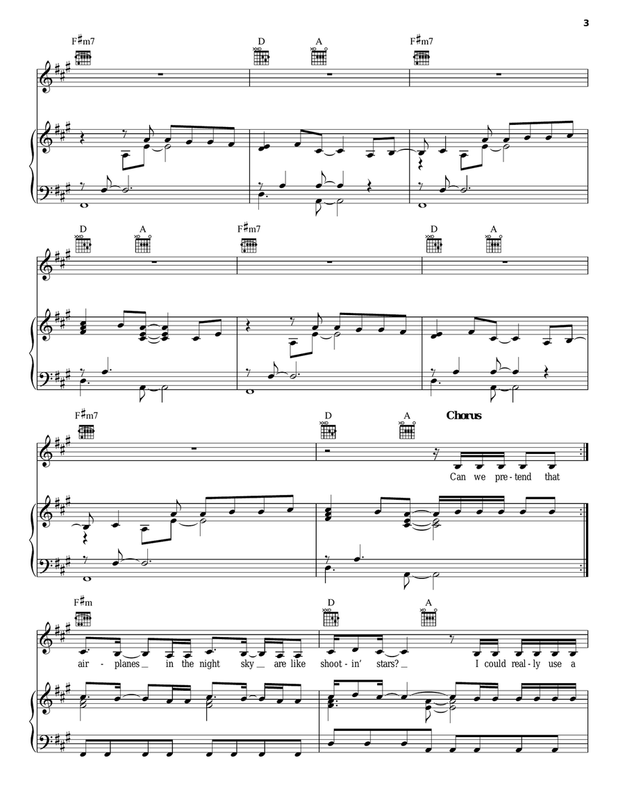Airplanes Piano, Vocal, Guitar scores gallery preview page 3