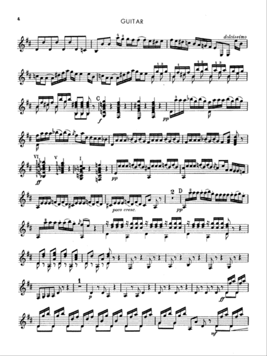 Boccherini: First Quintet in D Major, for Two Violins, Viola, Cello and Guitar -- Guitar Part Only Cello scores gallery preview page 4
