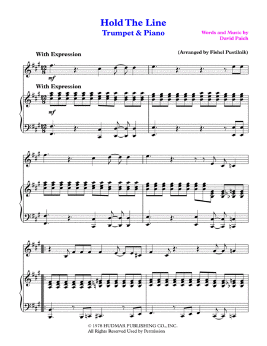 Hold The Line Trumpet Solo scores gallery preview page 2